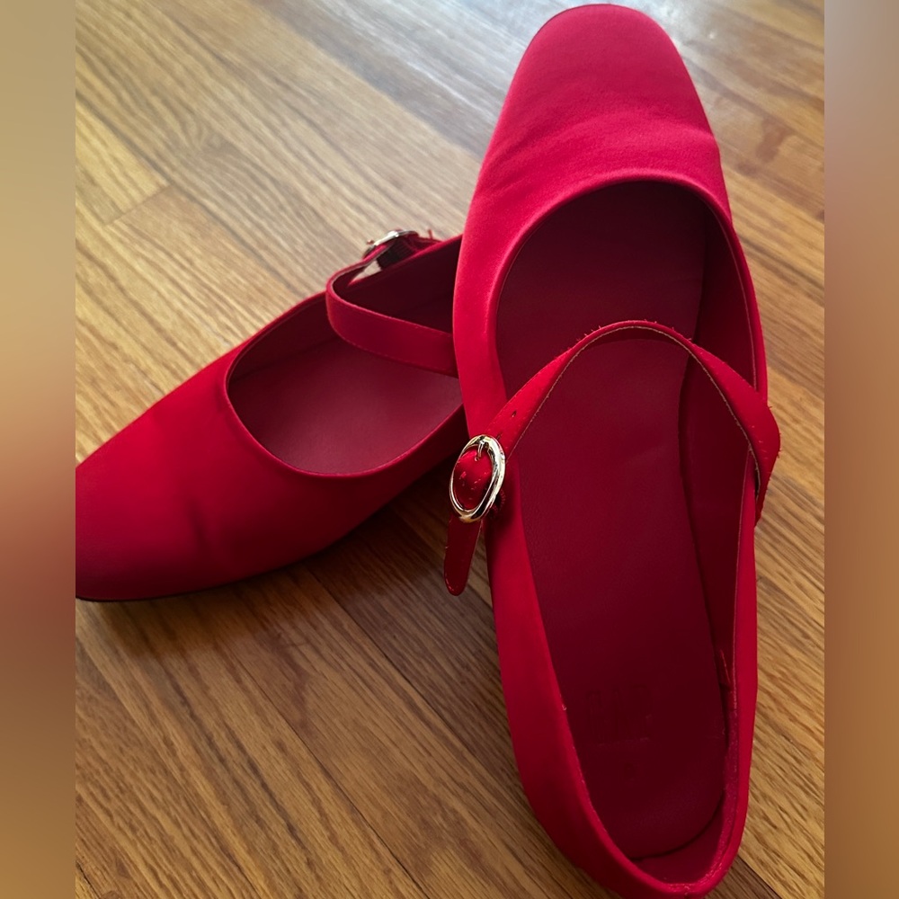 New Satin Gap Red Flats